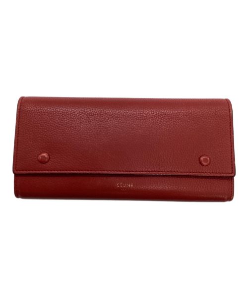CELINE（セリーヌ）CELINE (セリーヌ) ラージフラップマルチファンクション ウォレット レッドの古着・服飾アイテム