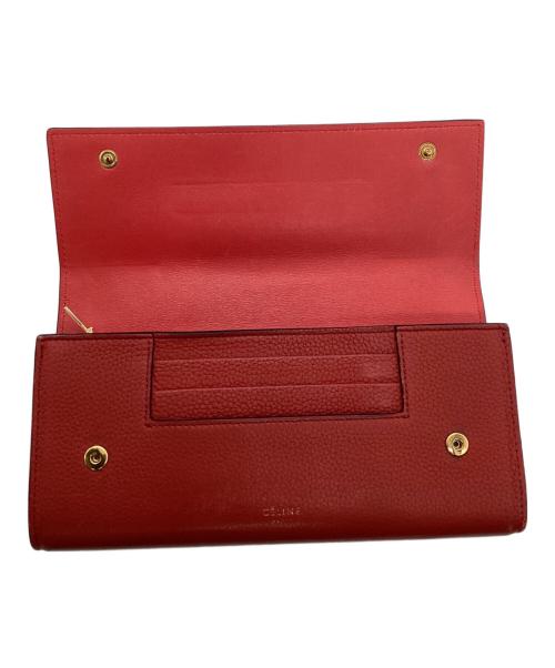 CELINE（セリーヌ）CELINE (セリーヌ) ラージフラップマルチファンクション ウォレット レッドの古着・服飾アイテム