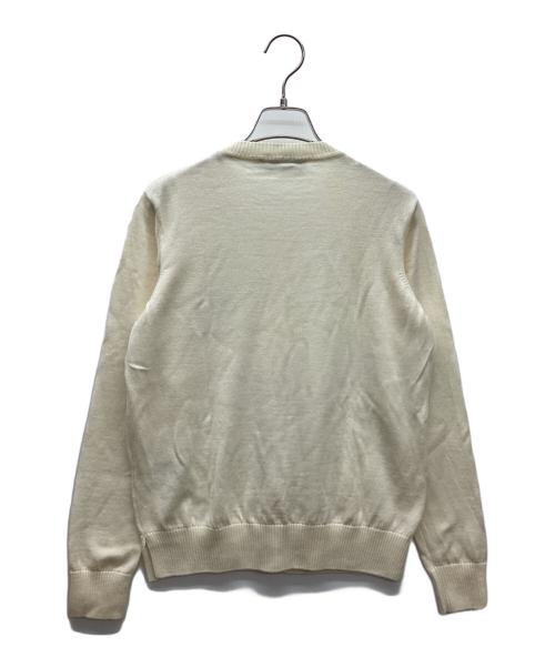 maison kitsune（メゾンキツネ）maison kitsune (メゾンキツネ) ダブルフォックスヘッド パッチ Rネック カーディガン アイボリー サイズ:Mの古着・服飾アイテム