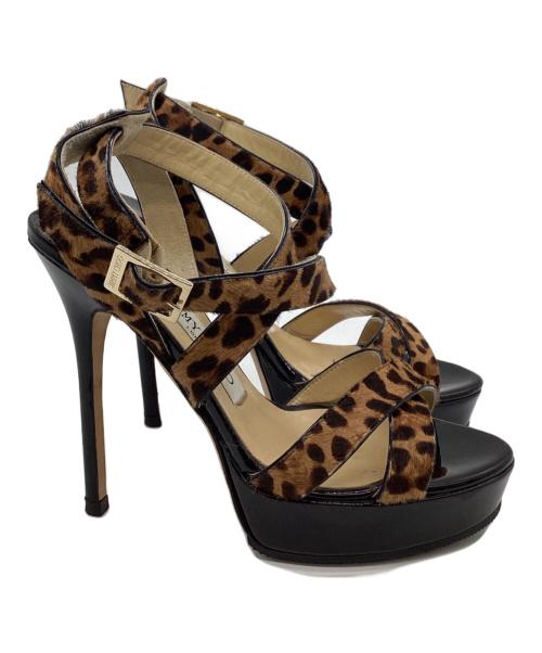 JIMMY CHOO（ジミーチュウ）JIMMY CHOO (ジミーチュウ) ウェッジソールパンプス ブラウン×ブラック サイズ:36の古着・服飾アイテム