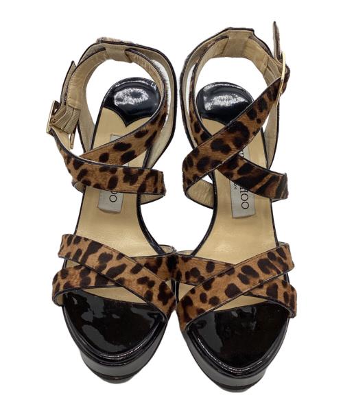 JIMMY CHOO（ジミーチュウ）JIMMY CHOO (ジミーチュウ) ウェッジソールパンプス ブラウン×ブラック サイズ:36の古着・服飾アイテム