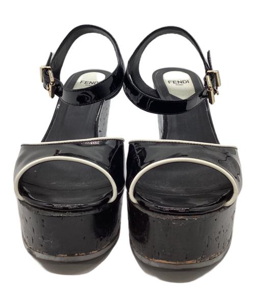 FENDI（フェンディ）FENDI (フェンディ) ウェッジソールサンダル ブラック サイズ:23.5の古着・服飾アイテム