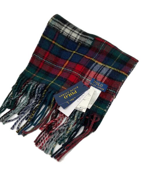 POLO RALPH LAUREN（ポロ・ラルフローレン）POLO RALPH LAUREN (ポロ・ラルフローレン) マフラー レッド×グリーン 未使用品の古着・服飾アイテム