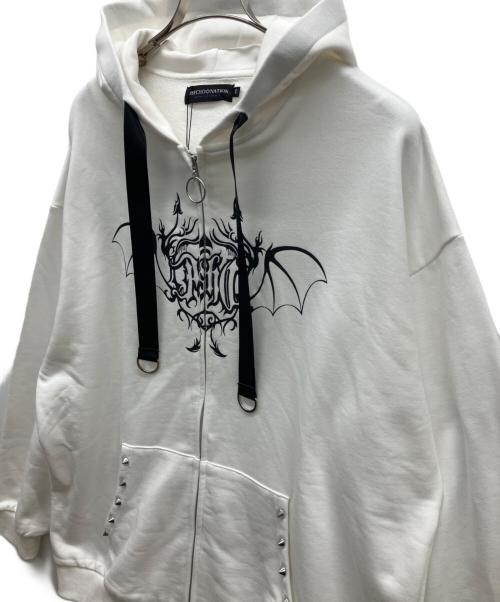 PSYCHO NATION（サイコネーション）PSYCHO NATION (サイコネーション) ジップパーカー ホワイト サイズ:L 未使用品の古着・服飾アイテム