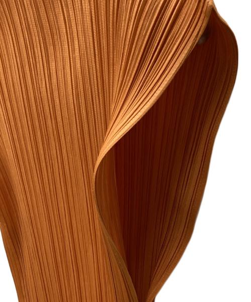 PLEATS PLEASE（プリーツプリーズ）PLEATS PLEASE (プリーツプリーズ) ボトルネックノースリーブワンピース オレンジ サイズ:Lの古着・服飾アイテム