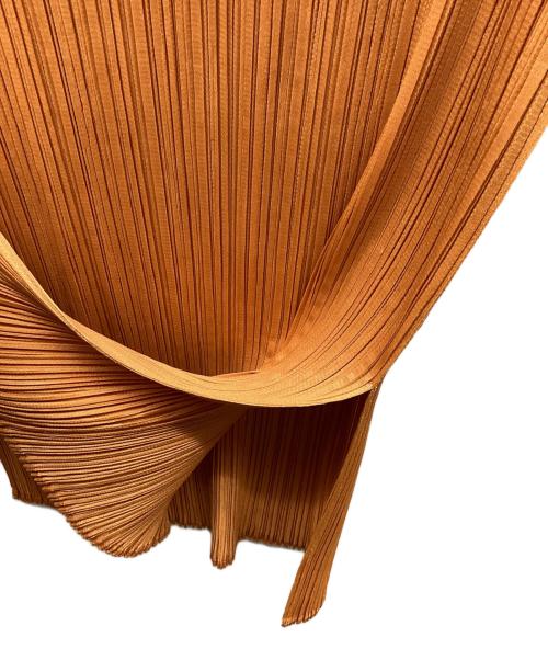 PLEATS PLEASE（プリーツプリーズ）PLEATS PLEASE (プリーツプリーズ) ボトルネックノースリーブワンピース オレンジ サイズ:Lの古着・服飾アイテム