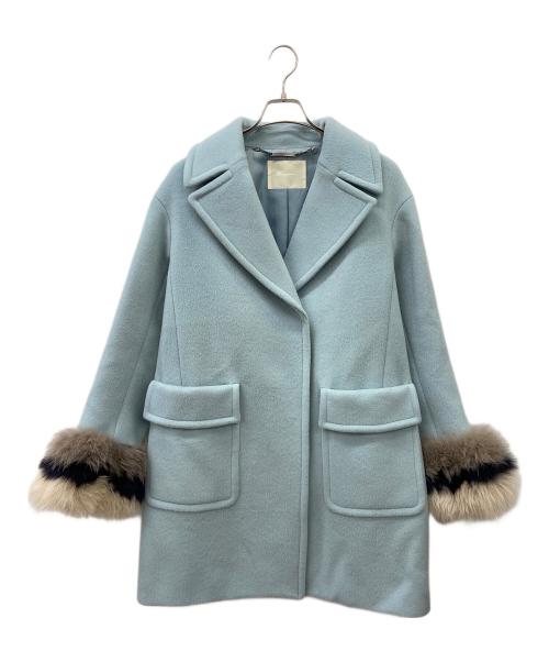 GRACE CONTINENTAL（グレースコンチネンタル）GRACE CONTINENTAL (（グレースコンチネンタル) ファー付コート ライトブルー サイズ:Mの古着・服飾アイテム