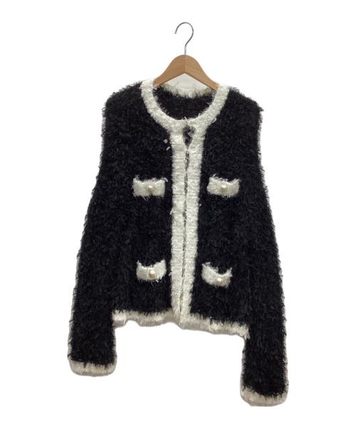 GRACE CONTINENTAL（（グレースコンチネンタル）GRACE CONTINENTAL (（グレースコンチネンタル) チュールニットジャケット ブラック×ホワイト サイズ:Mの古着・服飾アイテム