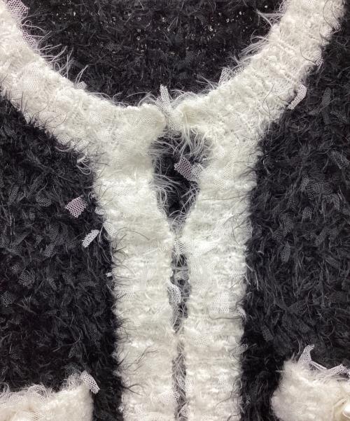 GRACE CONTINENTAL（（グレースコンチネンタル）GRACE CONTINENTAL (（グレースコンチネンタル) チュールニットジャケット ブラック×ホワイト サイズ:Mの古着・服飾アイテム