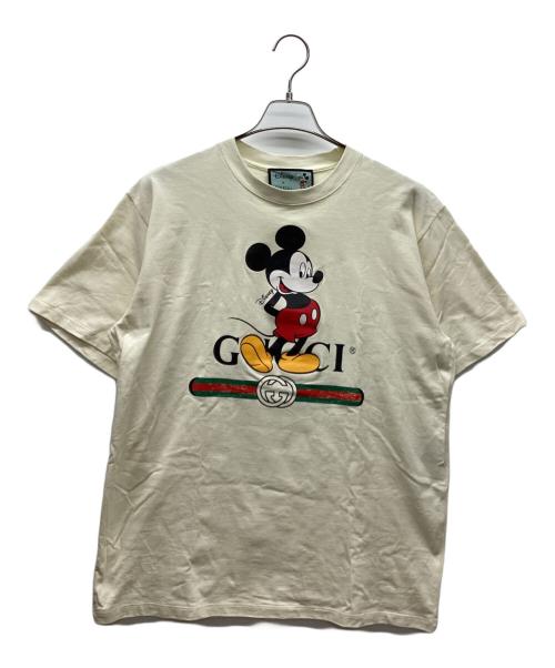 GUCCI（グッチ）GUCCI (グッチ) DISNEY (ディズニー) ミッキープリントオーバーサイズTシャツ ベージュ サイズ:Mの古着・服飾アイテム