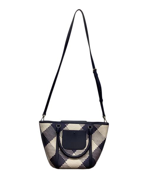 Kate Spade（ケイトスペード）Kate Spade (ケイトスペード) クルーズ オーバーサイズ ウーブン ギンガム トート ベージュ×ネイビーの古着・服飾アイテム