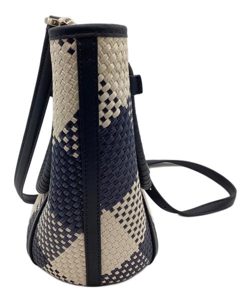 Kate Spade（ケイトスペード）Kate Spade (ケイトスペード) クルーズ オーバーサイズ ウーブン ギンガム トート ベージュ×ネイビーの古着・服飾アイテム