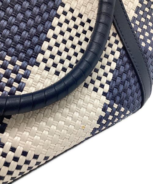 Kate Spade（ケイトスペード）Kate Spade (ケイトスペード) クルーズ オーバーサイズ ウーブン ギンガム トート ベージュ×ネイビーの古着・服飾アイテム