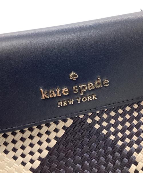 Kate Spade（ケイトスペード）Kate Spade (ケイトスペード) クルーズ オーバーサイズ ウーブン ギンガム トート ベージュ×ネイビーの古着・服飾アイテム
