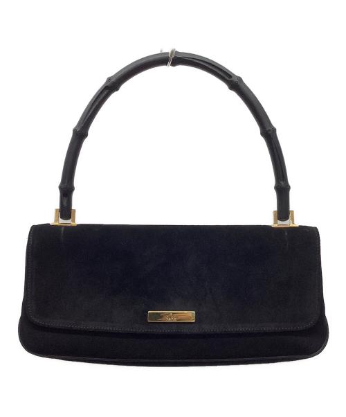 GUCCI（グッチ）GUCCI (グッチ) バンブースウェードハンドバッグ ブラックの古着・服飾アイテム