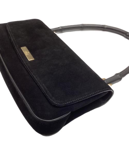 GUCCI（グッチ）GUCCI (グッチ) バンブースウェードハンドバッグ ブラックの古着・服飾アイテム