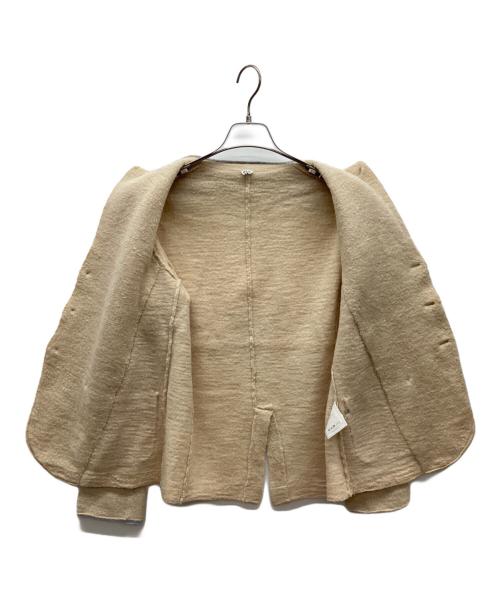 45R（フォーティファイブ・アール）45R (フォーティファイブ・アール) クレリックのニットジャケット ベージュ サイズ:Sの古着・服飾アイテム