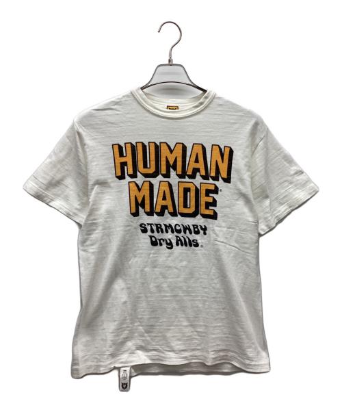 HUMAN MADE（ヒューマンメイド）HUMAN MADE (ヒューマンメイド) 半袖カットソー イエロー×ホワイト サイズ:Lの古着・服飾アイテム