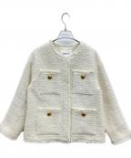 ARPEGE STORYアルページュストーリー）の古着「ノーカラーツイードジャケット」｜アイボリー