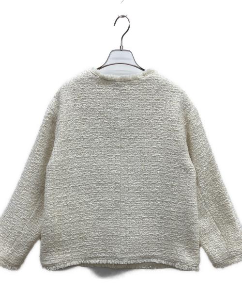 ARPEGE STORY（アルページュストーリー）ARPEGE STORY (アルページュストーリー) ノーカラーツイードジャケット アイボリー サイズ:Mの古着・服飾アイテム