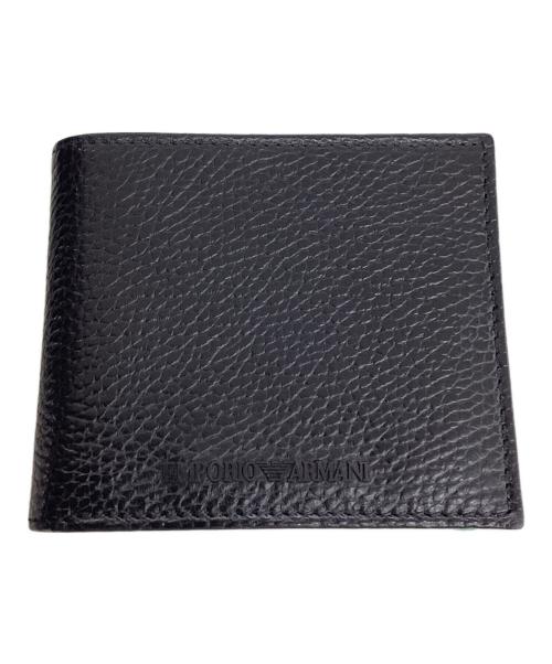 EMPORIO ARMANI（エンポリオアルマーニ）EMPORIO ARMANI (エンポリオアルマーニ) 2つ折り財布 ブラック×グリーンの古着・服飾アイテム