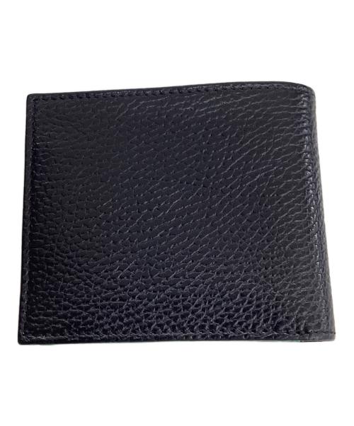 EMPORIO ARMANI（エンポリオアルマーニ）EMPORIO ARMANI (エンポリオアルマーニ) 2つ折り財布 ブラック×グリーンの古着・服飾アイテム