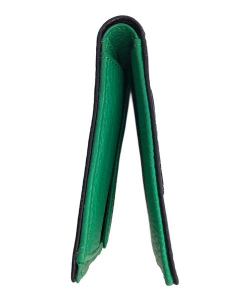 EMPORIO ARMANI（エンポリオアルマーニ）EMPORIO ARMANI (エンポリオアルマーニ) 2つ折り財布 ブラック×グリーンの古着・服飾アイテム