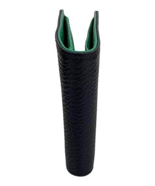 EMPORIO ARMANI（エンポリオアルマーニ）EMPORIO ARMANI (エンポリオアルマーニ) 2つ折り財布 ブラック×グリーンの古着・服飾アイテム