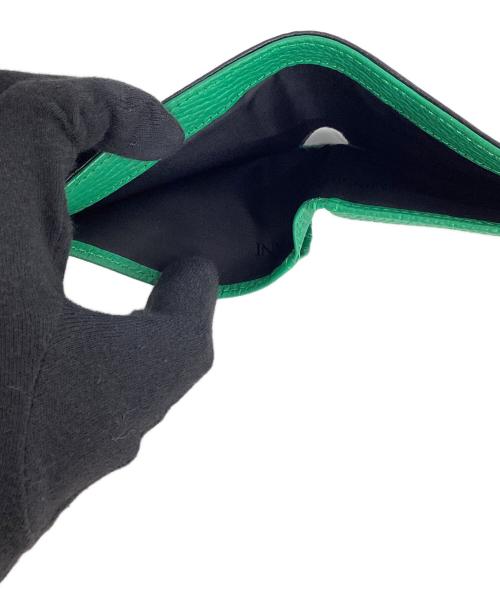 EMPORIO ARMANI（エンポリオアルマーニ）EMPORIO ARMANI (エンポリオアルマーニ) 2つ折り財布 ブラック×グリーンの古着・服飾アイテム