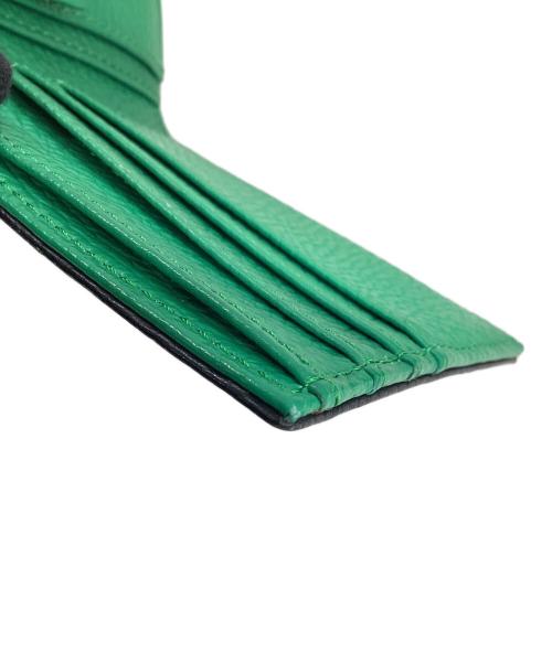 EMPORIO ARMANI（エンポリオアルマーニ）EMPORIO ARMANI (エンポリオアルマーニ) 2つ折り財布 ブラック×グリーンの古着・服飾アイテム