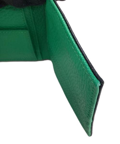 EMPORIO ARMANI（エンポリオアルマーニ）EMPORIO ARMANI (エンポリオアルマーニ) 2つ折り財布 ブラック×グリーンの古着・服飾アイテム