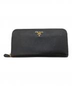PRADAプラダ）の古着「ラウンドファスナー長財布」｜ブラック