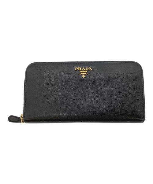 PRADA（プラダ）PRADA (プラダ) ラウンドファスナー長財布 ブラックの古着・服飾アイテム