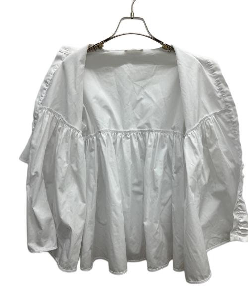 YORI（ヨリ）YORI (ヨリ) フロントフリルギャザーブラウス ホワイト サイズ:freeの古着・服飾アイテム