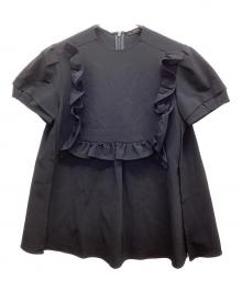 YOKO CHAN（ヨーコチャン）の古着「パフスリーブフリルトリムブラウス」｜ブラック