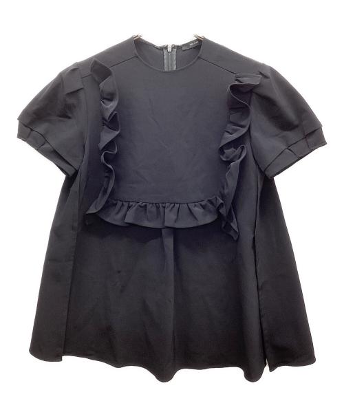 YOKO CHAN（ヨーコチャン）YOKO CHAN (ヨーコチャン) パフスリーブフリルトリムブラウス ブラック サイズ:FREEの古着・服飾アイテム