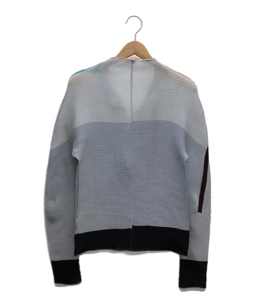 me ISSEY MIYAKE（ミーイッセイ ミヤケ）me ISSEY MIYAKE (ミーイッセイ ミヤケ) 薄手カーディガン ブラック×ブルー サイズ:freeの古着・服飾アイテム