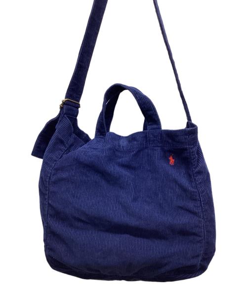 POLO RALPH LAUREN（ポロ・ラルフローレン）POLO RALPH LAUREN (ポロ・ラルフローレン) コーデュロイトートバッグ ネイビーの古着・服飾アイテム