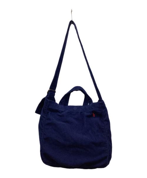 POLO RALPH LAUREN（ポロ・ラルフローレン）POLO RALPH LAUREN (ポロ・ラルフローレン) コーデュロイトートバッグ ネイビーの古着・服飾アイテム