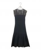 FRAY IDフレイ アイディー）の古着「レースコンビリブニットワンピース」｜ブラック