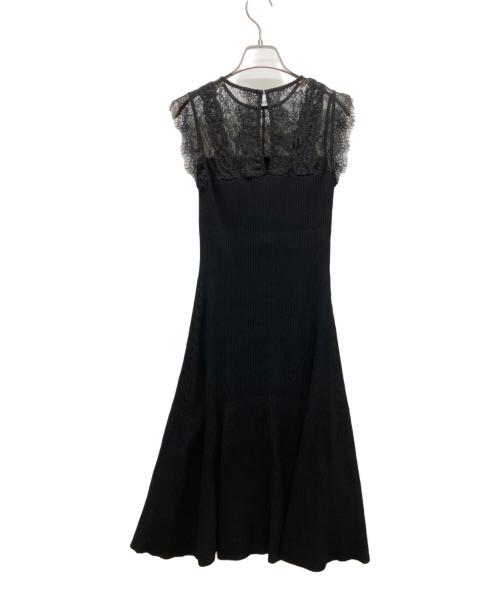 FRAY ID（フレイ アイディー）FRAY ID (フレイ アイディー) レースコンビリブニットワンピース ブラック サイズ:FREEの古着・服飾アイテム