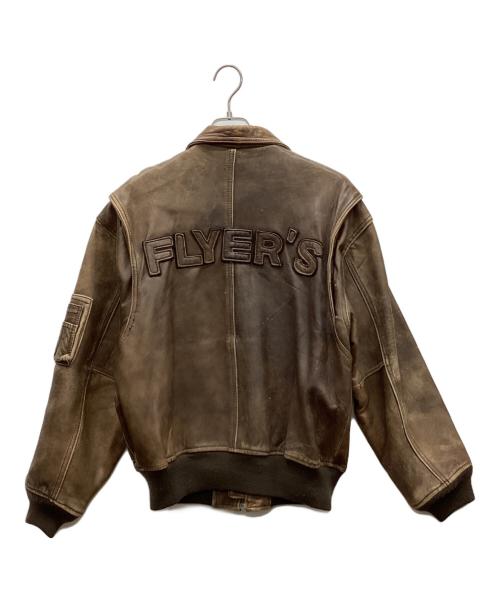 FLYERS（フライヤーズ）FLYERS (フライヤーズ) レザージャケット ブラウン サイズ:Mの古着・服飾アイテム