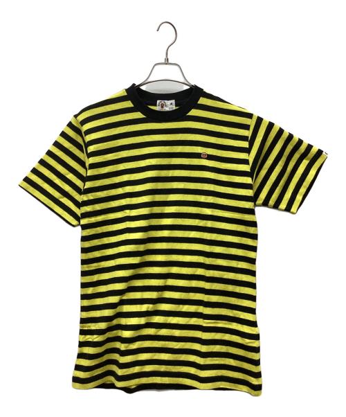 A BATHING APE（ア ベイシング エイプ）A BATHING APE (ア ベイシング エイプ) ボーダーカットソー ブラック×イエロー サイズ:Mの古着・服飾アイテム