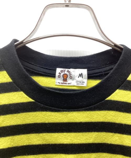 A BATHING APE（ア ベイシング エイプ）A BATHING APE (ア ベイシング エイプ) ボーダーカットソー ブラック×イエロー サイズ:Mの古着・服飾アイテム