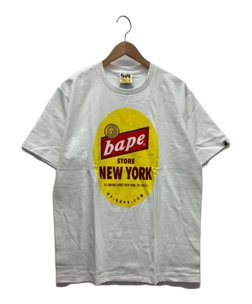 A BATHING APE（ア ベイシング エイプ）A BATHING APE (ア ベイシング エイプ) 半袖カットソー イエロー×ホワイト サイズ:Lの古着・服飾アイテム