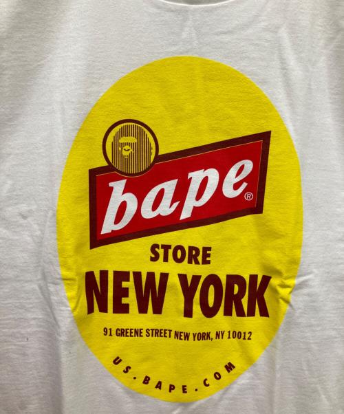 A BATHING APE（ア ベイシング エイプ）A BATHING APE (ア ベイシング エイプ) 半袖カットソー イエロー×ホワイト サイズ:Lの古着・服飾アイテム