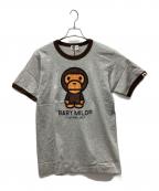 A BATHING APE×BABY MiLOア ベイシング エイプ×ベビーマイロ）の古着「半袖カットソー」｜グレー×ブラウン