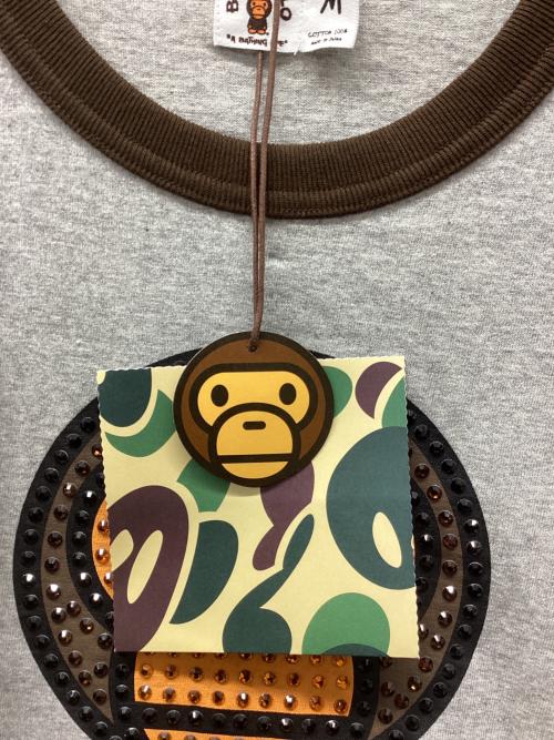 A BATHING APE（ア ベイシング エイプ）A BATHING APE (ア ベイシング エイプ) BABY MiLO (ベビーマイロ) 半袖カットソー グレー×ブラウン サイズ:M 未使用品の古着・服飾アイテム