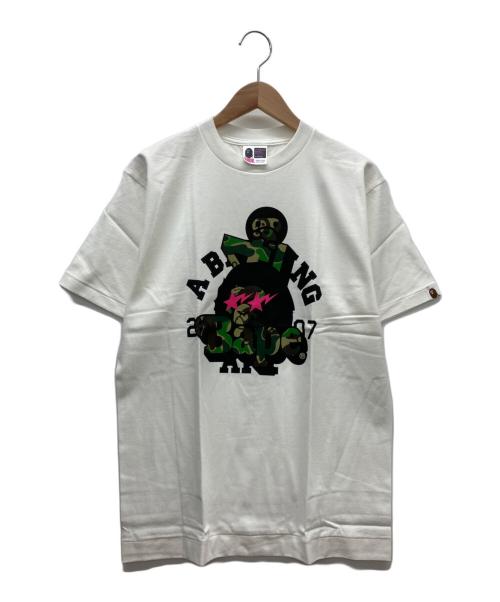 A BATHING APE（ア ベイシング エイプ）A BATHING APE (ア ベイシング エイプ) 半袖カットソー グリーン×ホワイト サイズ:Mの古着・服飾アイテム