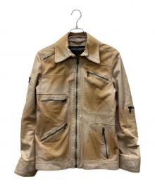 DOLCE & GABBANA（ドルチェ＆ガッバーナ）の古着「USED加工レザージャケット」｜ベージュ